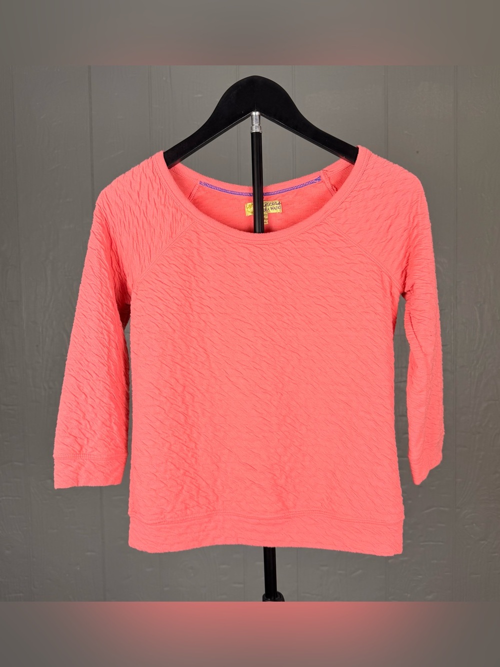Princess Vera Wang Textured Knit Top Pink 3/4 Sleeve Y2K Casual Stretch Women S